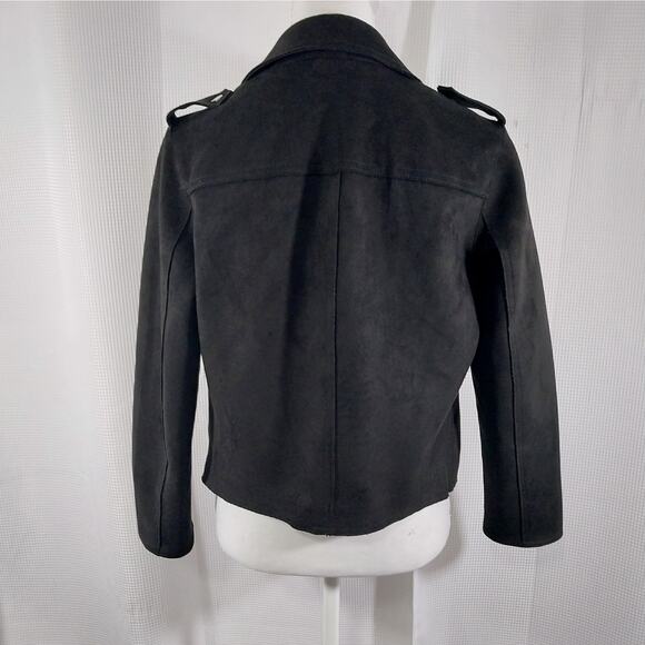 NWOT! TAHARI! RICH BLACK FAUX SUEDE ZIP POCKET, EPAULETTE SHOULDER JACKET! SZ S - Picture 8 of 12